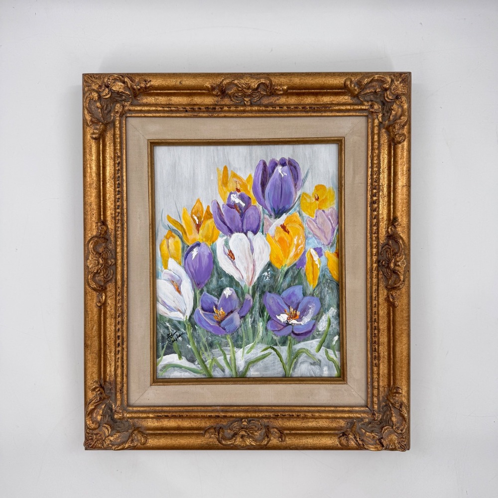 Original Floral Painting Robin Blakely Vaughan Framed Signed 15x13